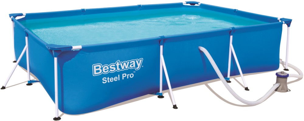 Правоъгълен сглобяем басейн Bestway - С филтърна помпа от серията Steel Pro - басейн