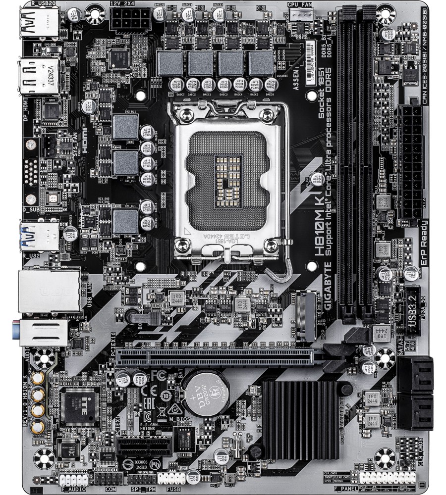 Дънна платка Gigabyte H810M K Дънна платка Gigabyte H810M K - LGA 1851, Intel H810, DDR5, Micro ATX -