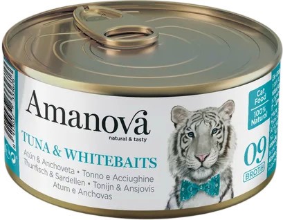 Консерва за котки Amanova Консерва за котки Amanova - 70 g, с риба тон и индийска аншоа в бульон, в зряла възраст - храна