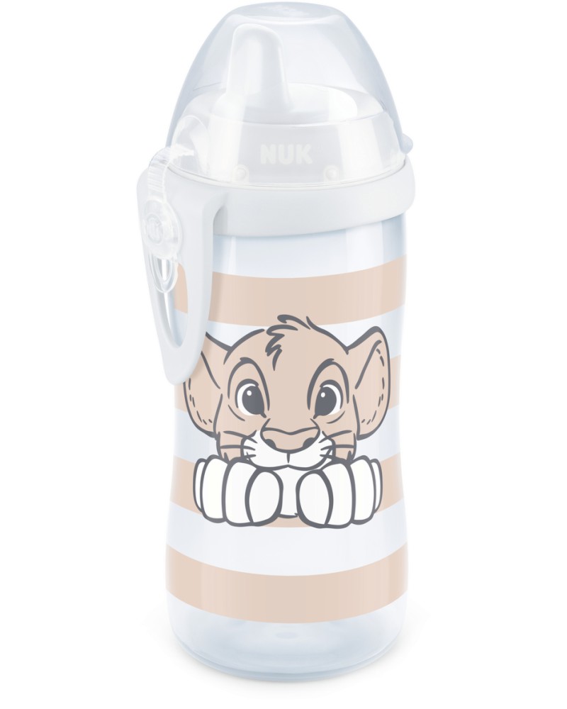 Неразливащо се преходно шише NUK First Choice - 300 ml, с твърд накрайник, на тема Цар Лъв, 12+ м - продукт
