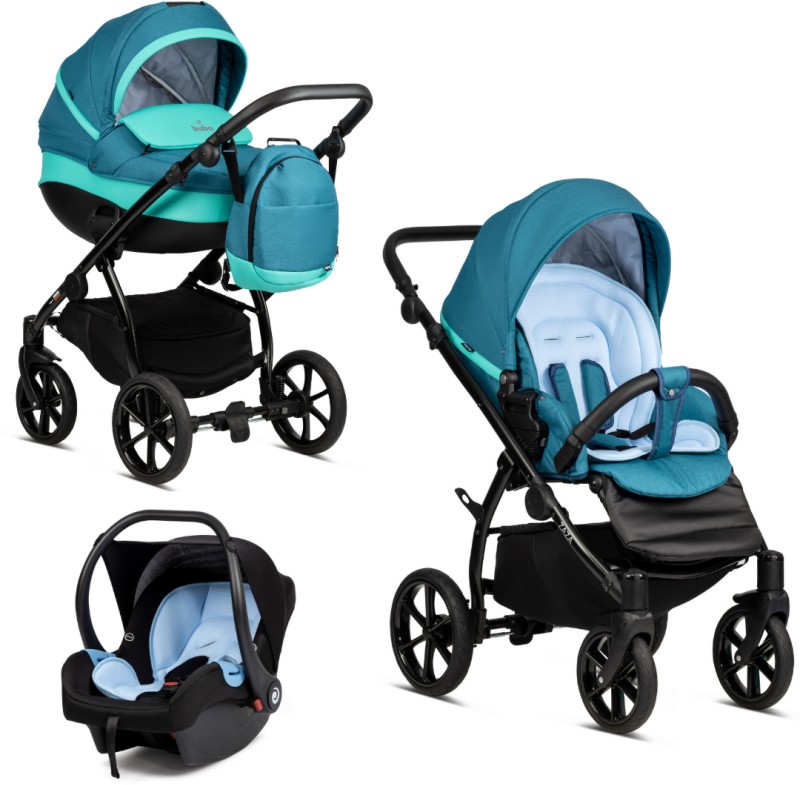 Бебешка количка 3 в 1 Buba Zaza - С кош за новородено, лятна седалка, кош за кола, раница и аксесоари - количка