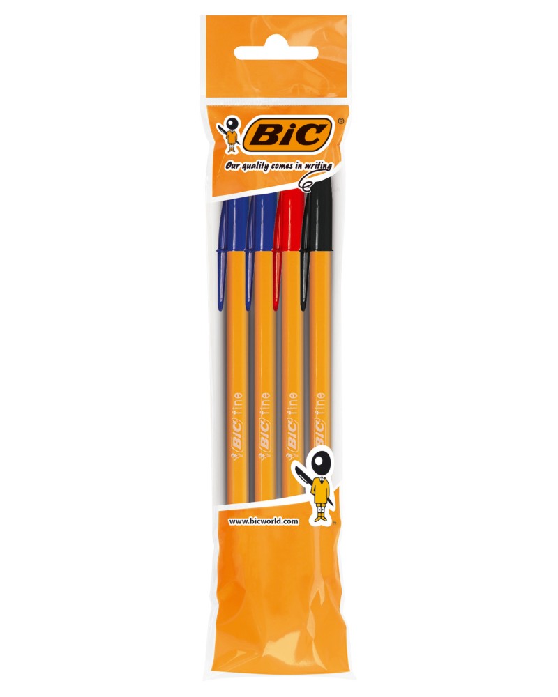 Химикалки BIC Orange Fine 0.8 mm Химикалки BIC Orange Fine 0.8 mm - 4 броя -