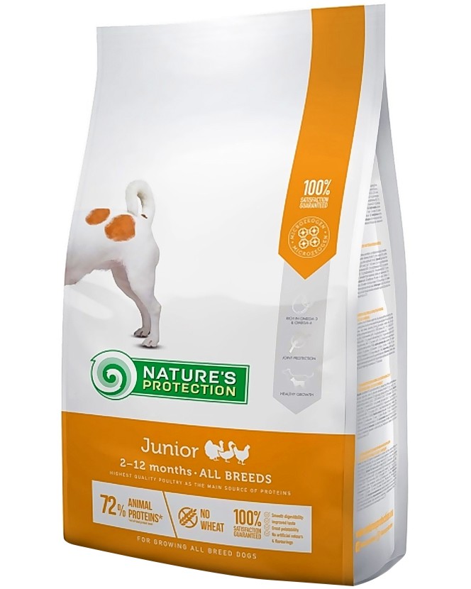 Суха храна за кучета NATURE'S PROTECTION All Breeds Junior Суха храна за кучета NATURE'S PROTECTION All Breeds Junior - 2 и 7.5 kg, с птиче месо, за всички породи, от 2 до 12 месеца - храна