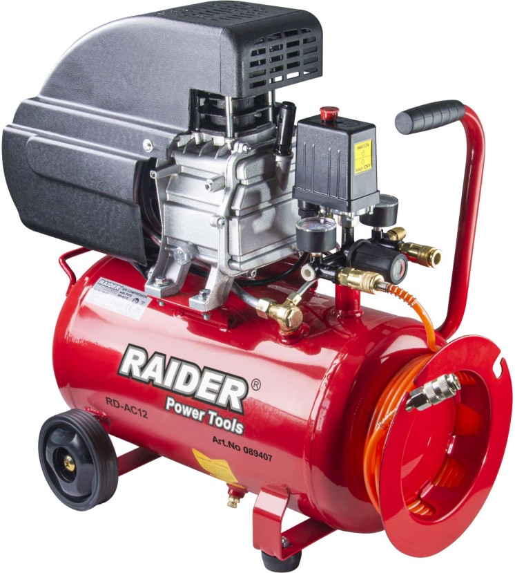 Компресор Raider RD-AC12 - С 5 m маркуч и колела от серията Power Tools - 