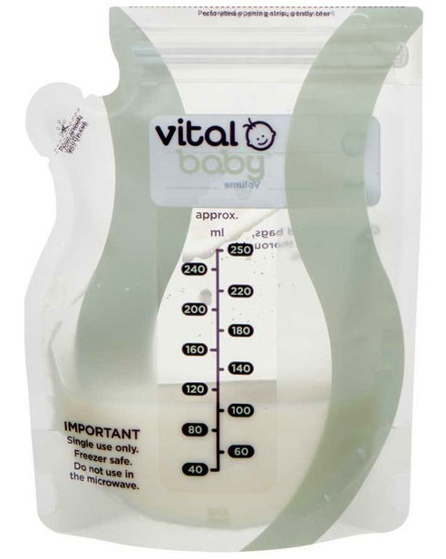 Торбички за кърма Vital Baby Nurture - 30 броя x 250 ml - продукт