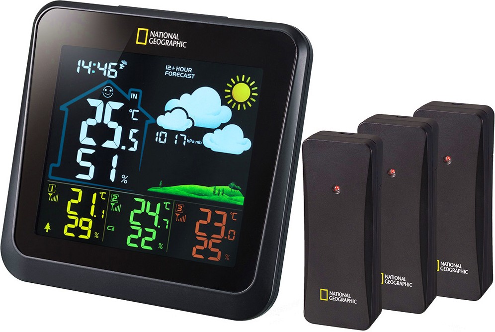 Цветна метеорологична станция Bresser National Geographic VA Цветна метеорологична станция Bresser National Geographic VA - С 3 външни сензора -