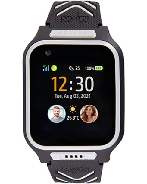 Детски GPS и GSM смарт часовник с тъч скрийн MyKi Watch 4 Black - Работещ със SIM карти на всички български мобилни оператори - 