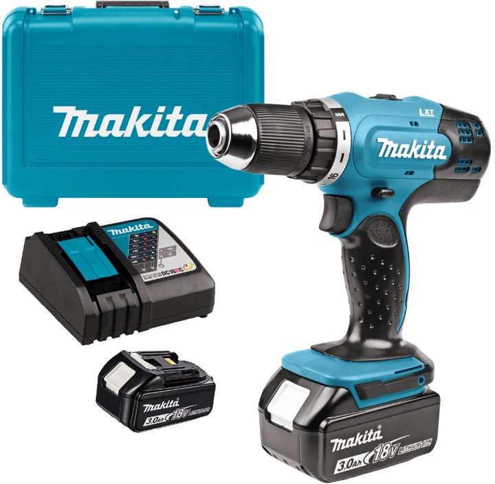 Акумулаторен винтоверт 18V Makita DDF453RFE Акумулаторен винтоверт 18V Makita DDF453RFE - С 2 батерии, зарядно и куфар от серията LXT -