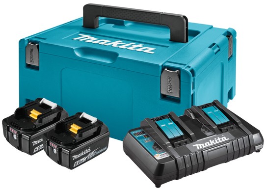 Акумулаторна батерия и зарядно Makita 18 V / 6 Ah - 2 батерии и куфар от серията LXT - батерия