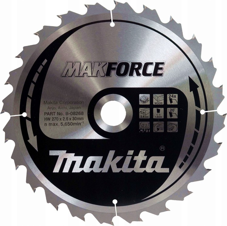     Makita - ∅ 270 / 30 / 2.6 mm  24  60    Makforce - 