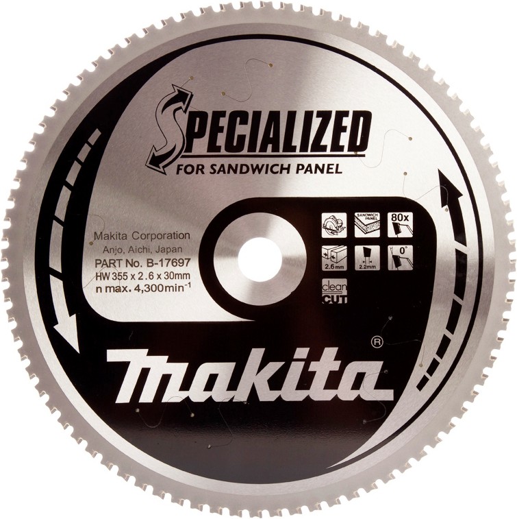      Makita - ∅ 355 / 30 / 2.6 mm  80    Specialized - 