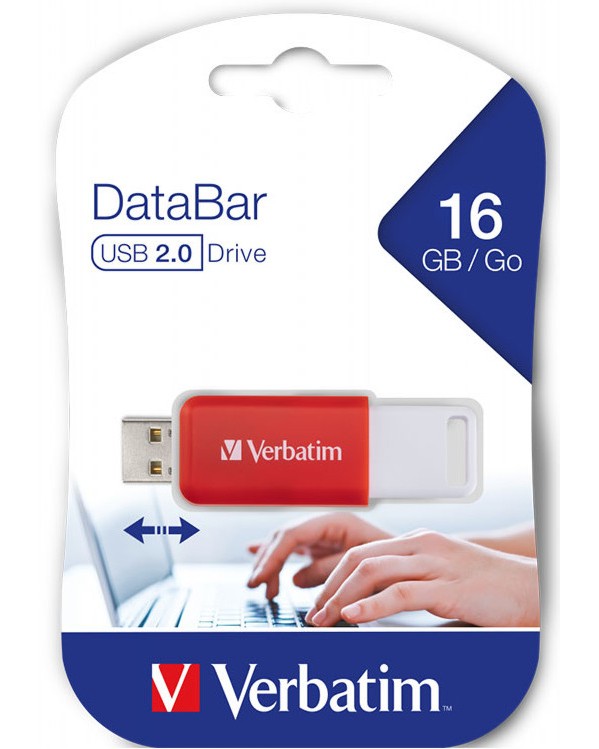 USB-A 2.0 флаш памет Verbatim DataBar USB-A 2.0 флаш памет Verbatim DataBar - 16, 32, 64 или 128 GB -
