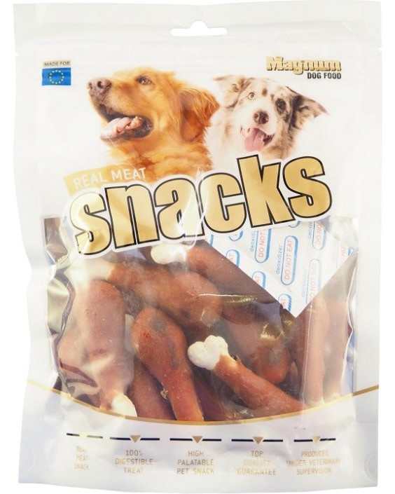 Лакомства за кучета Magnum Real Meat Snacks Лакомства за кучета Magnum Real Meat Snacks - 250 g, с патешко - храна