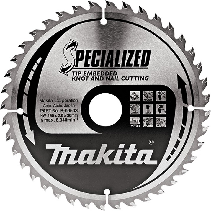     Makita - ∅ 190 / 30 / 2 mm  40    Specialized - 