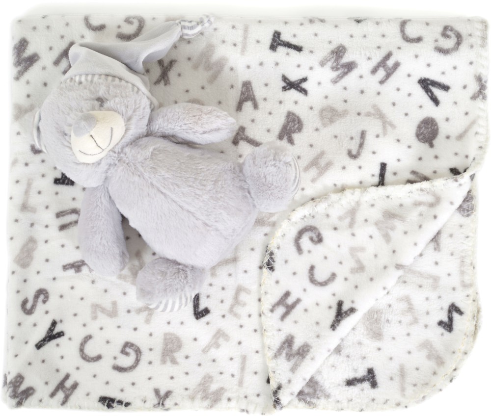 Бебешко одеяло Cangaroo Bear Grey - 75 x 90 cm, с плюшено мече - продукт