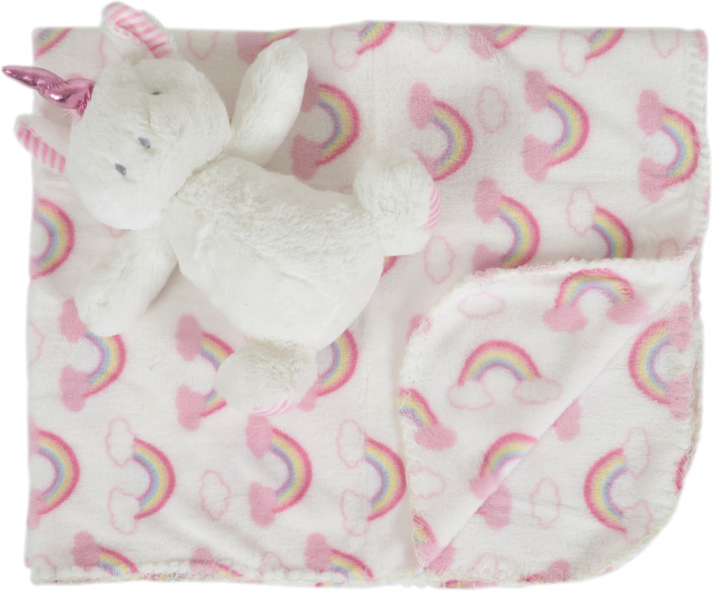 Бебешко одеяло Cangaroo Unicorn Rainbow - 75 x 90 cm, с плюшен еднорог - продукт