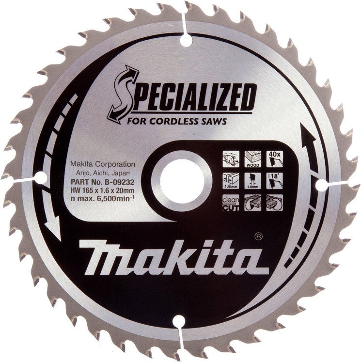     Makita - ∅ 165 / 20 / 1.6 mm  40    Specialized - 
