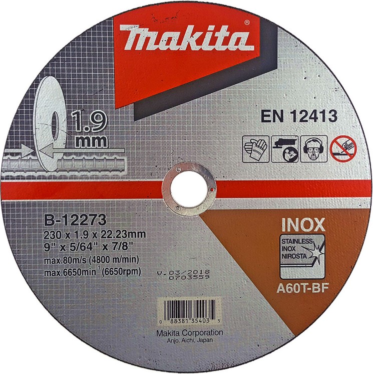 Диск за неръждаема стомана Makita A60T-BF - ∅ 230 / 1.9 / 22.23 mm - 