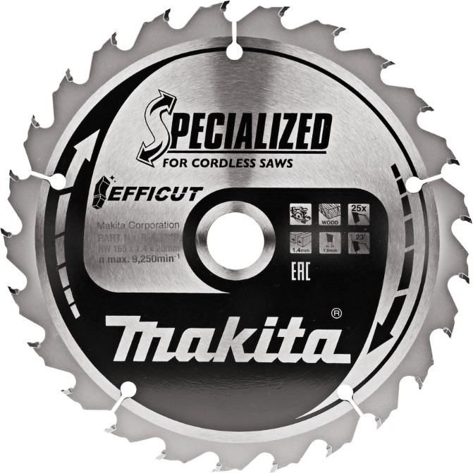    Makita Efficut - ∅ 165 / 20 / 1.4 mm  25    Specialized - 