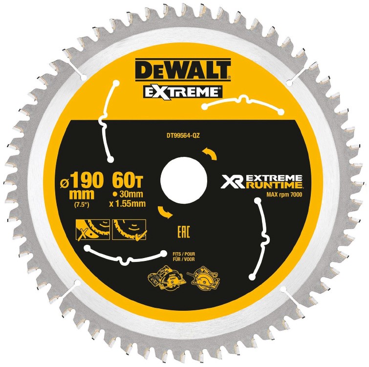     DeWalt - ∅ 190 / 30 / 1.55 mm  36  60    Extreme - 