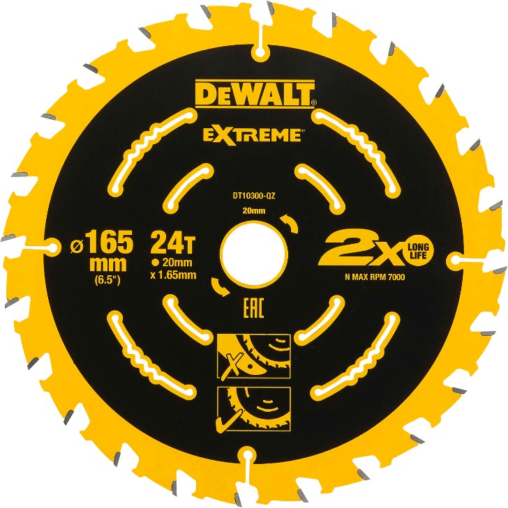     DeWalt - ∅ 165 / 20 / 1.65 mm  24  40    Extreme - 