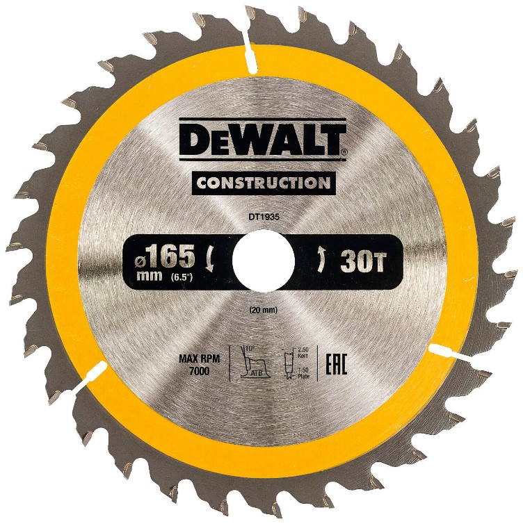     DeWalt - ∅ 165 / 20 / 2.4 mm  18  30    Construction - 