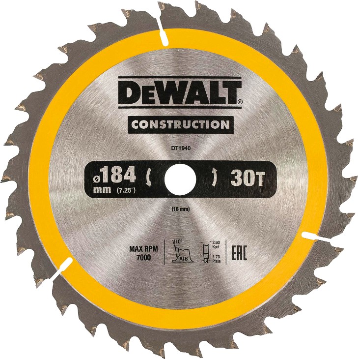     DeWalt - ∅ 184 / 16 / 2.6 mm  30    Construction - 