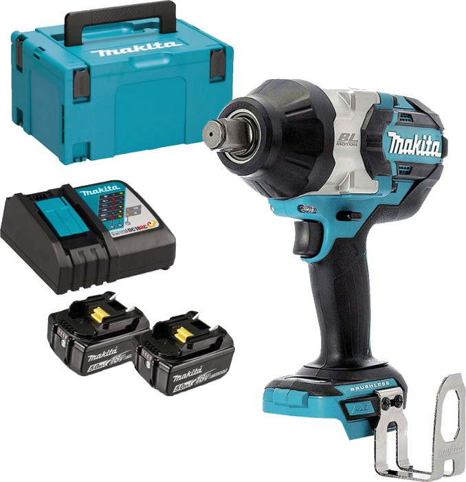 Акумулаторен ударен гайковерт 18V Makita DTW1001RTJ Акумулаторен ударен гайковерт 18V Makita DTW1001RTJ - С 2 батерии, зарядно и куфар от серията LXT -