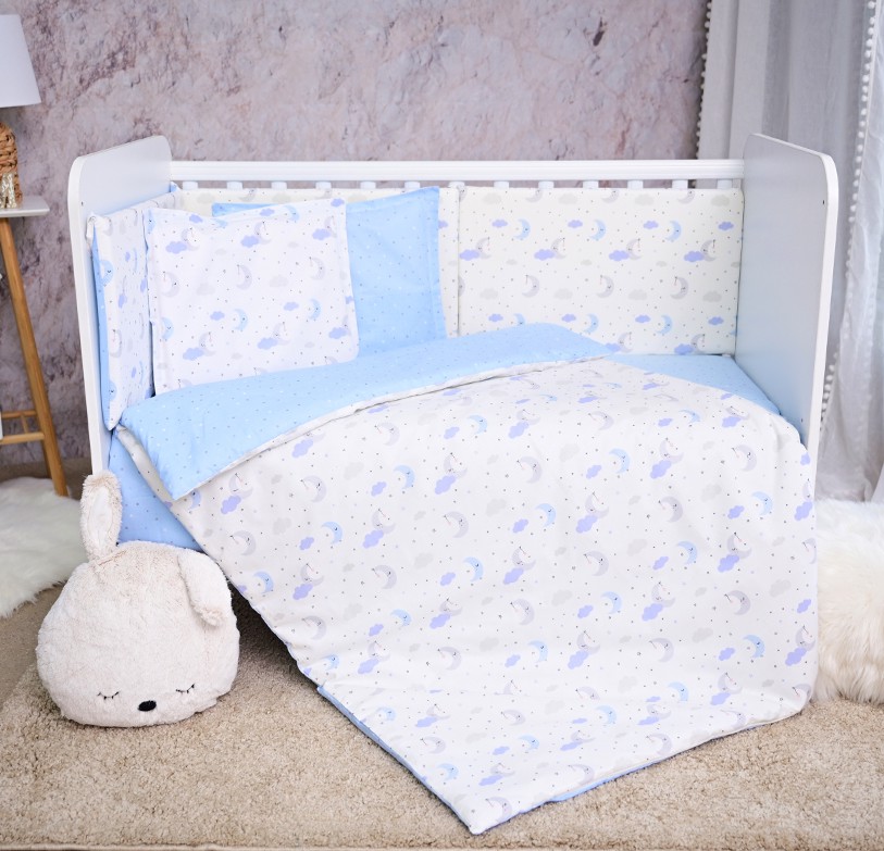 Бебешки спален комплект 7 части Lorelli Smile - За легла 60 x 120 cm, от серията Луни и Звезди - продукт