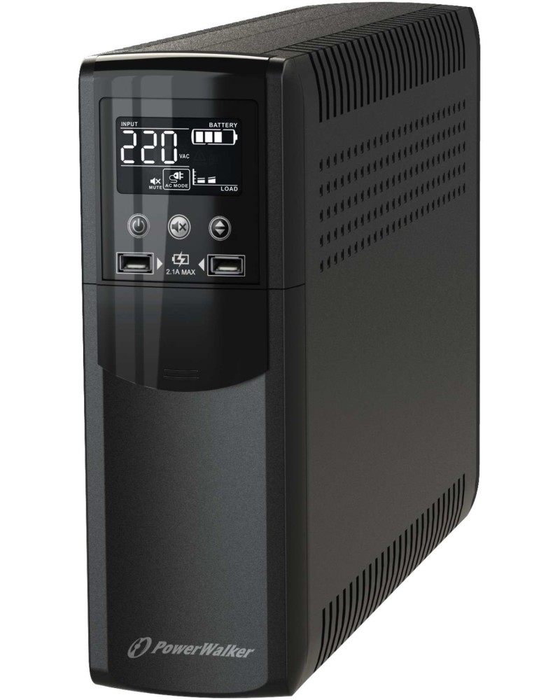 ������������� �������������� ���������� UPS PowerWalker VI 600 CSW - 600 VA, 360 W, 12V / 7Ah, 4x Schuko ������, RJ-11/RJ-45 ����, USB, LCD �������, Line Interactive - 