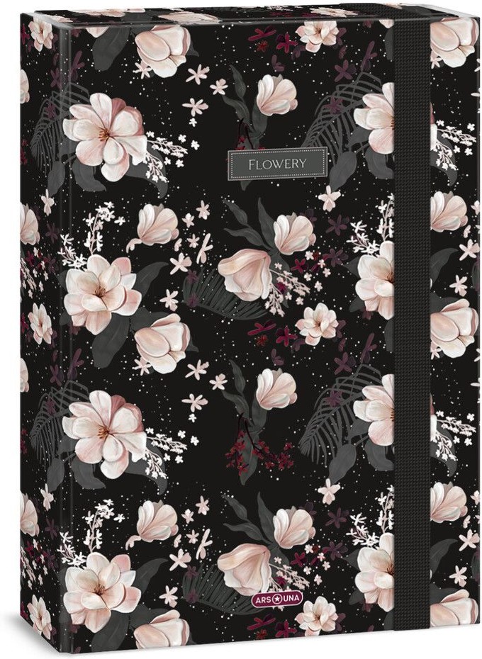 Кутия с ластик Ars Una Flowery Black Кутия с ластик Ars Una Flowery Black - За формат A4 -