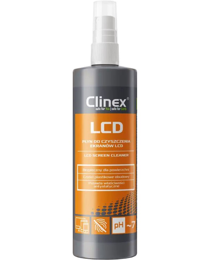 Почистващ спрей за LCD екрани Clinex Почистващ спрей за LCD екрани Clinex - 0.2 и 1 l - почистващ препарат