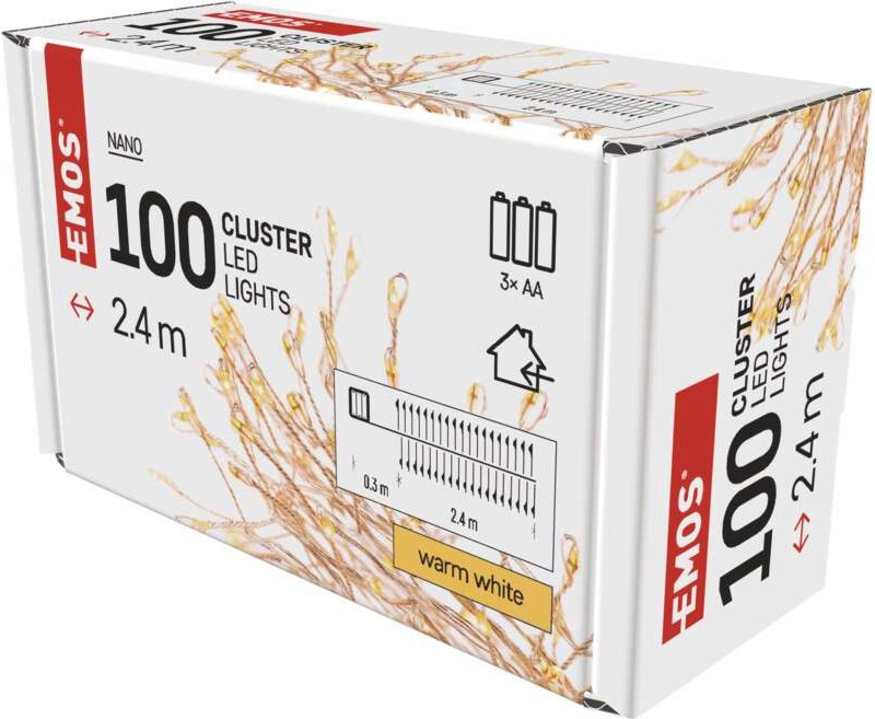 Коледна LED светлинна верига Emos D3FW01 Коледна LED светлинна верига Emos D3FW01 - 100 броя LED светлини с обща дължина 2.4 m -