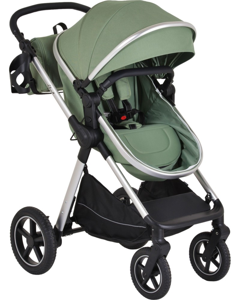 Бебешка количка 2 в 1 Moni Alina Бебешка количка 2 в 1 Moni Alina - С трансформираща се седалка, кош за кола и аксесоари - количка