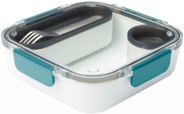 Кутия за храна Black+Blum Кутия за храна Black+Blum - 20 / 20 / 5.5 cm, с вилица - кутия за храна