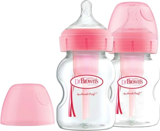 Бебешки шишета Dr. Brown's Wide Neck - 2 броя x 150 ml, от серията Options+, 0+ м - шише