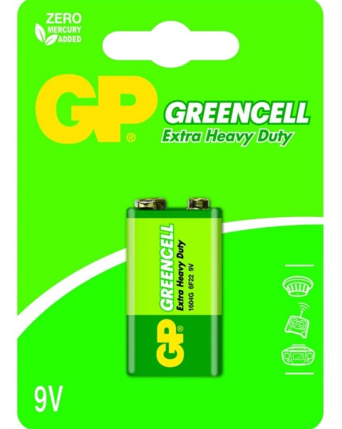 Батерия 9V - Цинк-Карбонова (6F22) - 1 брой от серията Greencell - батерия