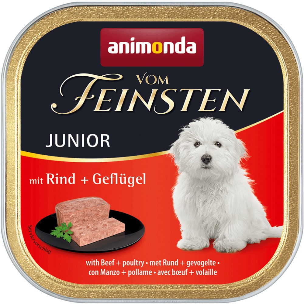 Пастет за кучета Animonda Vom Feinsten Junior Пастет за кучета Animonda Vom Feinsten Junior - 150 g, с говеждо и птиче, до 1 година - храна