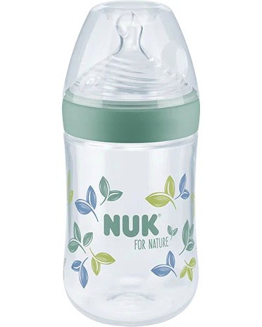 Бебешко шише NUK Temperature Control - 260 ml, от серията NUK for Nature, 0+ м - шише