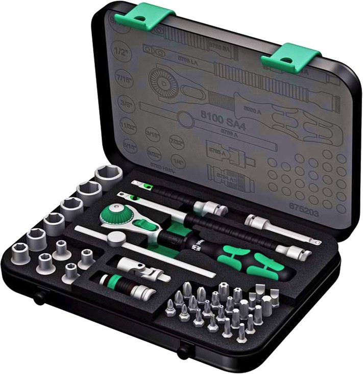 Гедоре Wera 8100 SB 2 CR-V Гедоре Wera 8100 SB 2 CR-V - 43 части 3/8" (6 - 24 mm) -