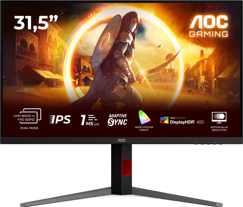 Монитор AOC U32G4U Монитор AOC U32G4U - 31.5", Fast IPS, 160 Hz, 16:9, 3840 x 2160, 1 ms, HDMI, DisplayPort -