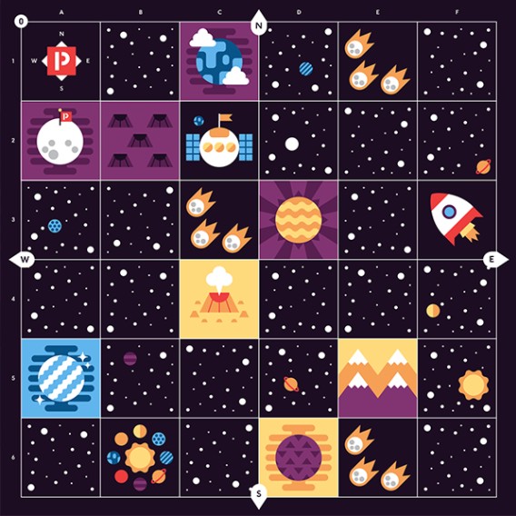 Приключения в далечния космос Cubetto Приключения в далечния космос Cubetto - Игрална постелка за Робот Cubetto -