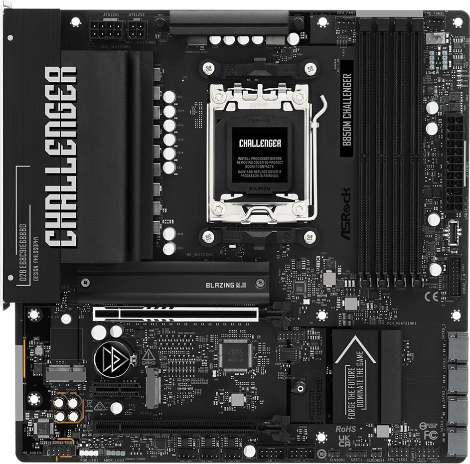 Дънна платка ASRock B850M Challanger Дънна платка ASRock B850M Challanger - AMD АМ5, AMD B850, DDR5, Micro ATX -
