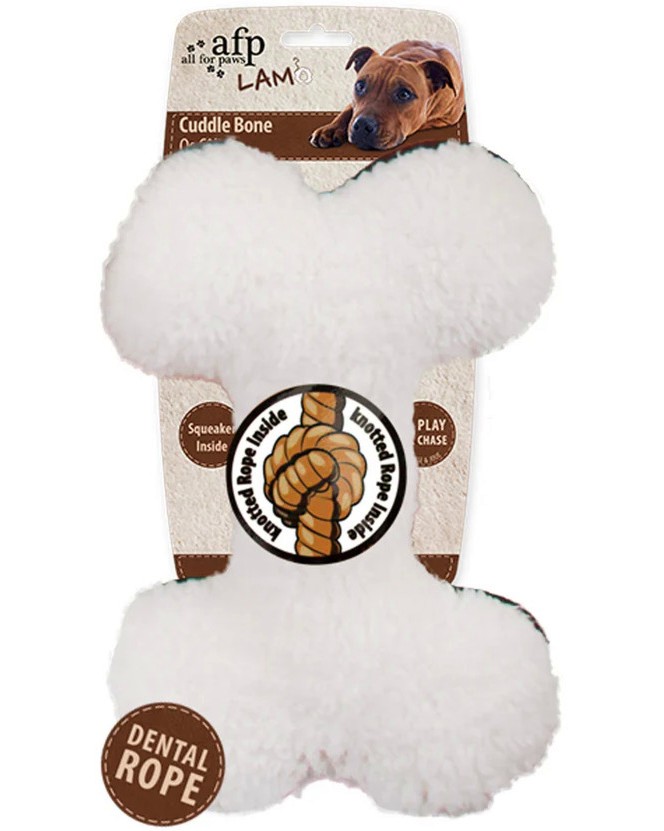 Плюшена играчка за кучета AFP Cuddle Bone Плюшена играчка за кучета AFP Cuddle Bone - 15 / 23 / 6 cm, със звукови ефекти, от серията Lam - играчка