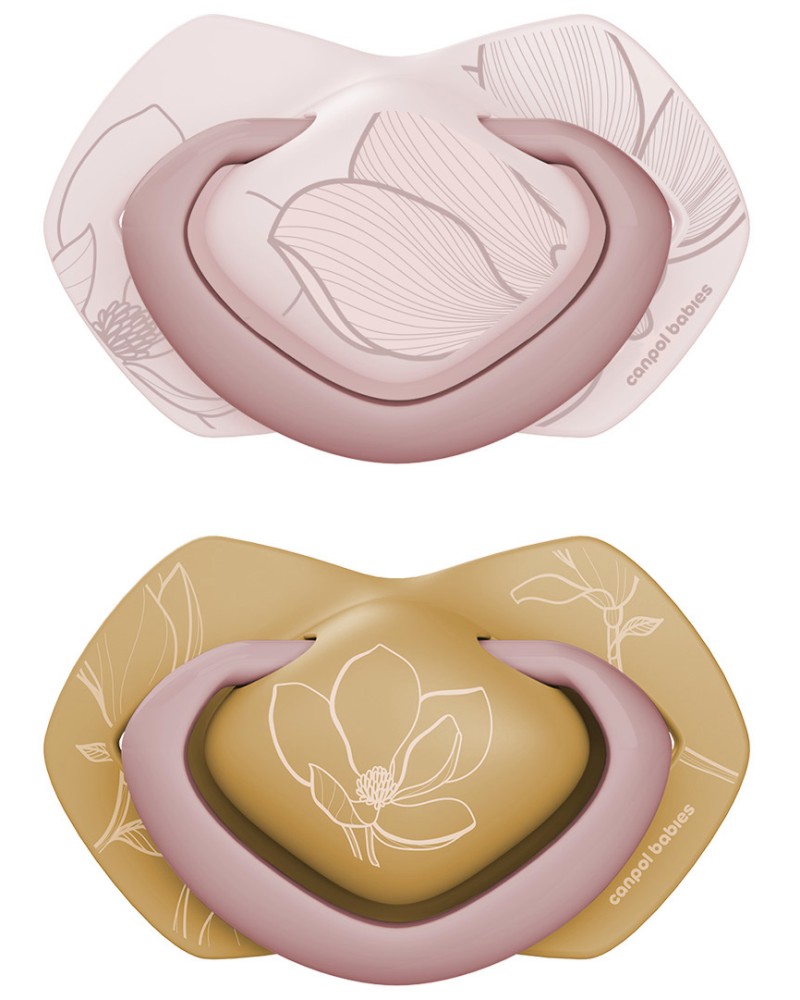 Залъгалки със симетрична форма Canpol babies Light Touch Залъгалки със симетрична форма Canpol babies Light Touch - 2 броя, с кутия за съхранение, от серията Gold, 6-18 м - залъгалка