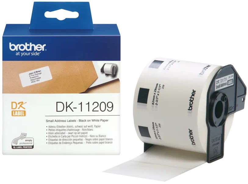 Лента за етикетни принтери Brother DK-11209 Лента за етикетни принтери Brother DK-11209 - 800 етикета, 2.9 x 6.2 cm -