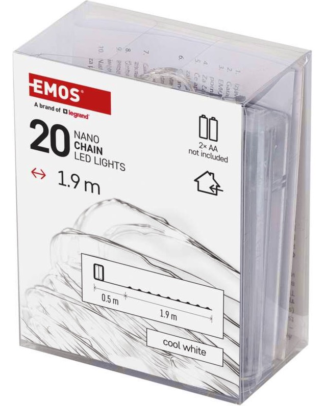 Коледна LED нано верига Emos D3AC07 Коледна LED нано верига Emos D3AC07 - 20 броя LED светлини с дължина 1.9 m -