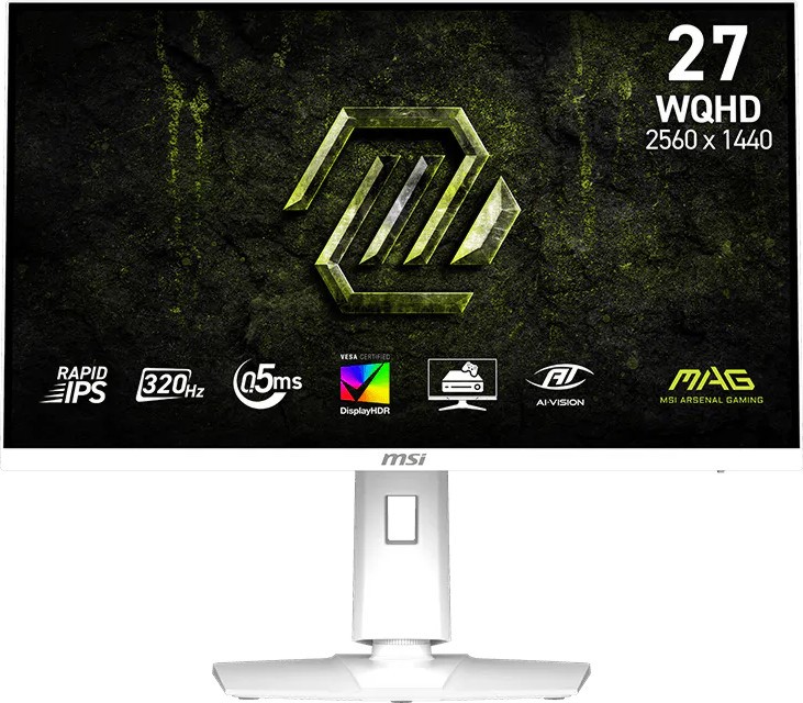 Монитор MSI MAG 274QRFW X32 Монитор MSI MAG 274QRFW X32 - 27", Rapid IPS, 320 Hz, 2560 x 1440, 0.5 ms, 2 x HDMI, DisplayPort, AMD FreeSync Premium, NVIDIA G-Sync Compatible -