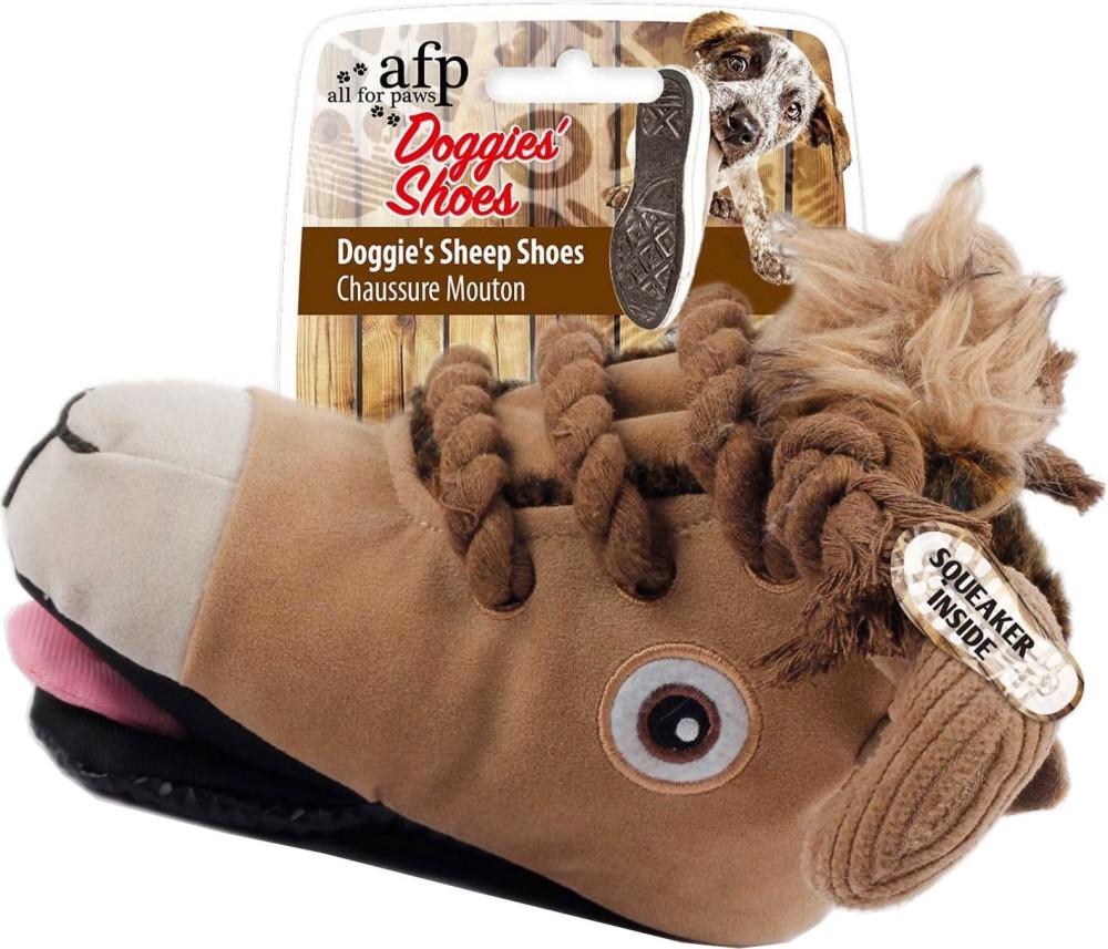 Плюшена играчка за кучета AFP Doggie's Shoes Плюшена играчка за кучета AFP Doggie's Shoes - 18 / 16 / 8 cm, със звукови ефекти - играчка