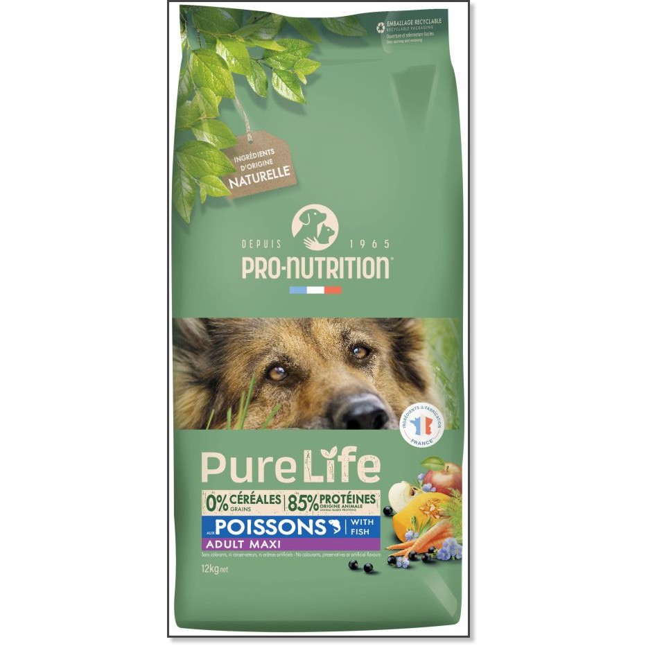 ���� ����� �� ������ Pro-Nutrition Adult Maxi - 12 kg, � ����, �� ������� Pure Life Dog, �� ������ � ����� ������ ������, ��� 15 ������ � � ����� �� 25 �� 80 kg - �����